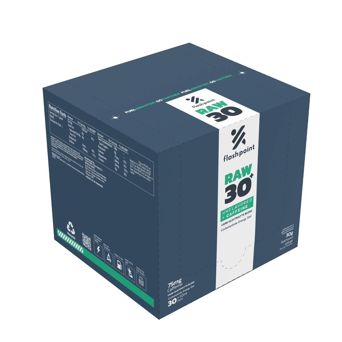 RAW 30 + Caffeine Carbohydrate Energy Gel - (Retail Display Box of 30)