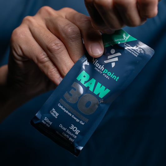 RAW 30+ Caffeine Energy Gel – Flashpoint Sports Fuel (Unflavored, 30g Carbs)