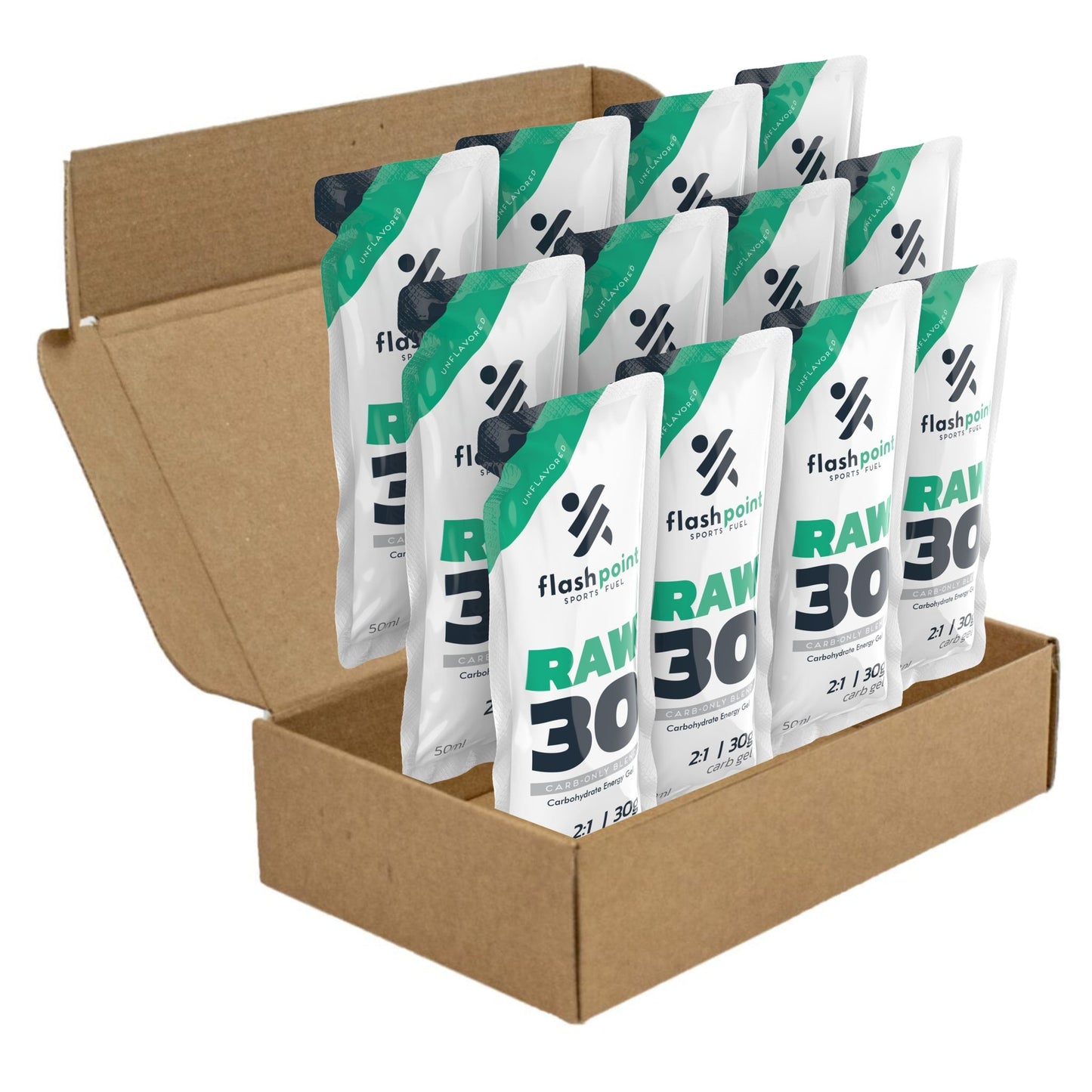 Raw 30 Energy Gel Unflavored, Box of 12