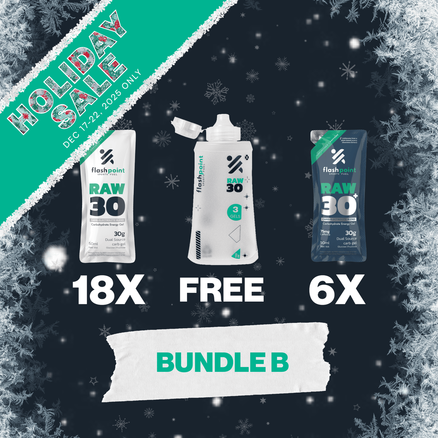 Holiday Train All Month Bundle - B (24 Gels + FREE Energy Gel Flask)
