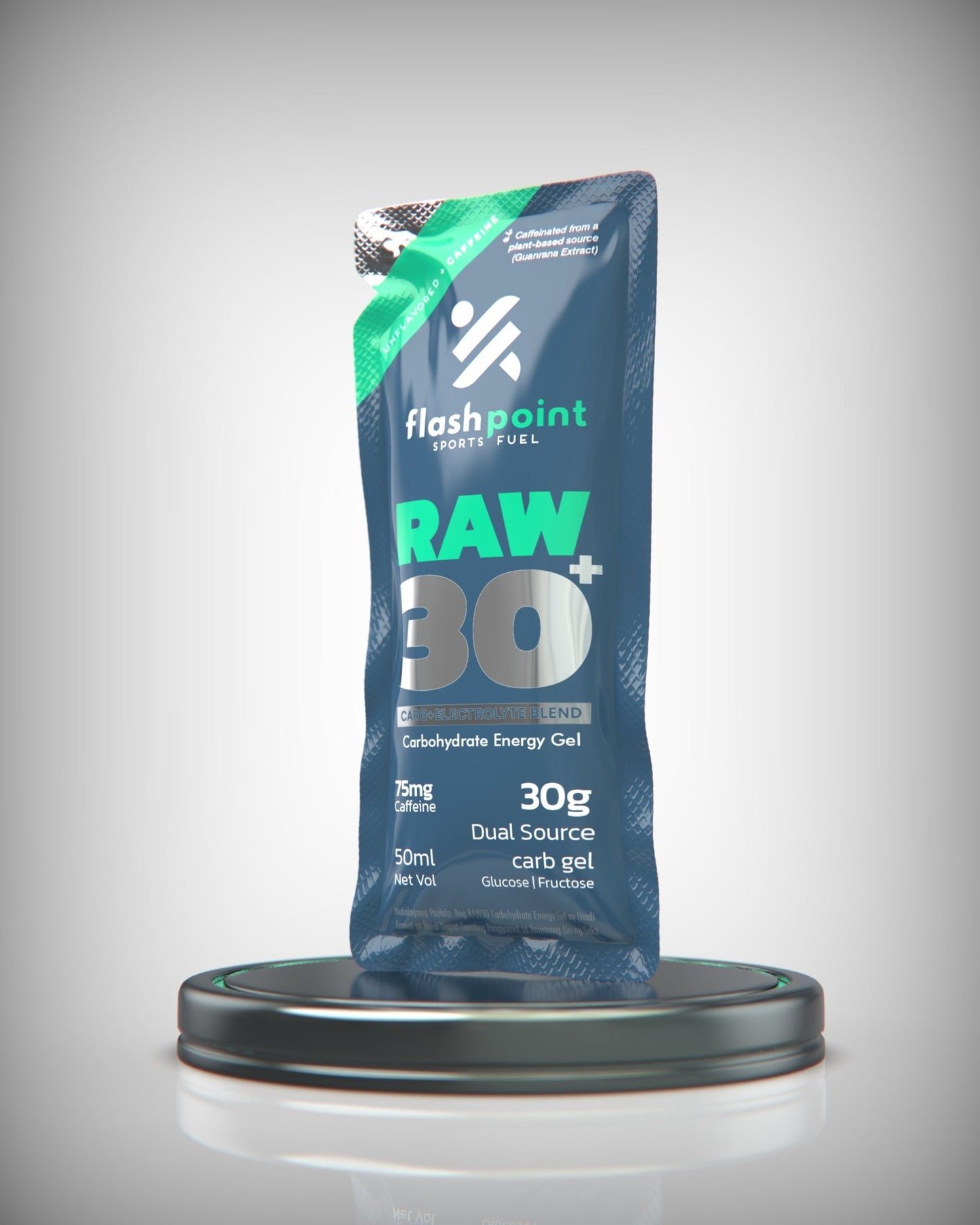 RAW 30+ Caffeine Energy Gel – Flashpoint Sports Fuel (Unflavored, 30g Carbs)