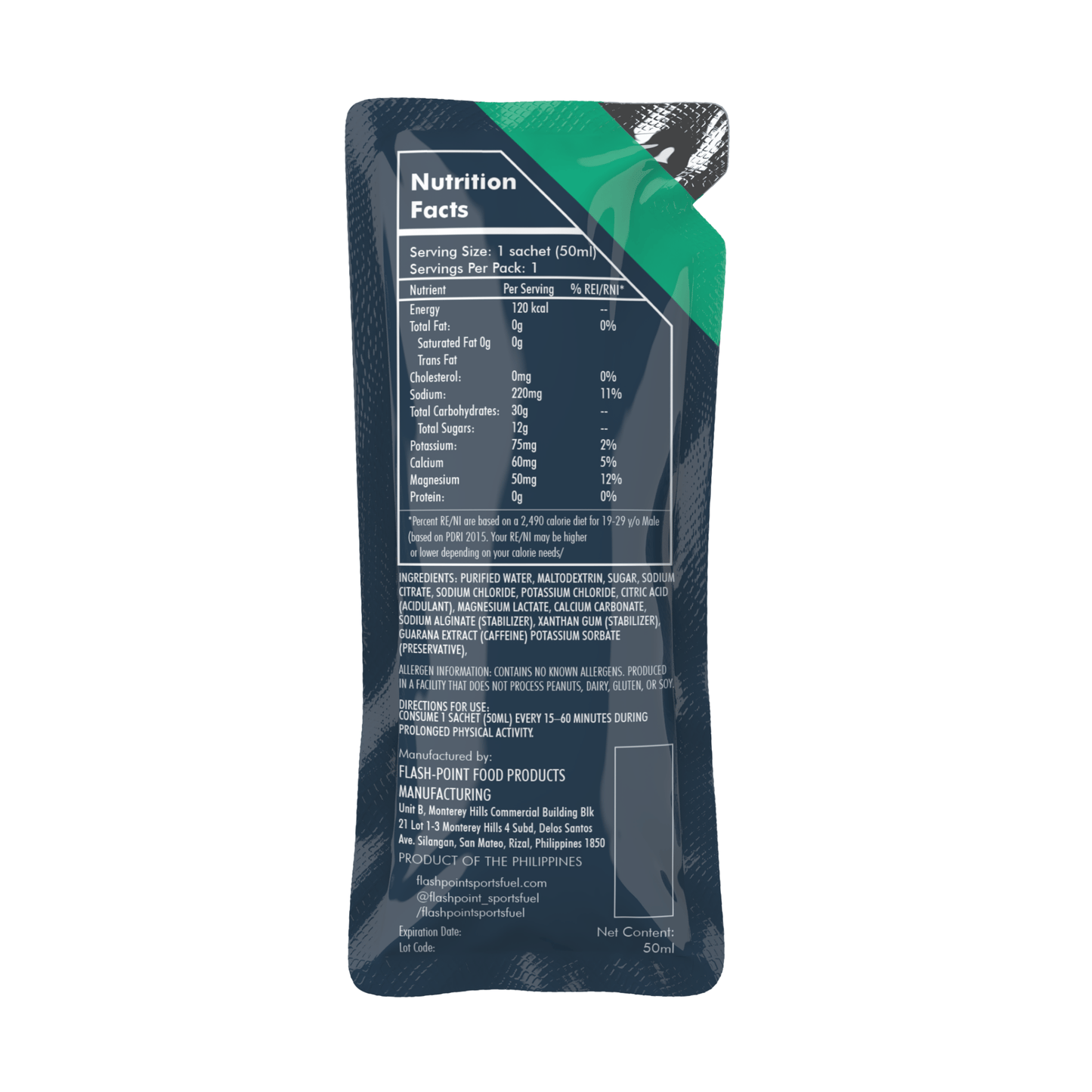 RAW 30+ Caffeine Energy Gel – Flashpoint Sports Fuel (Unflavored, 30g Carbs)