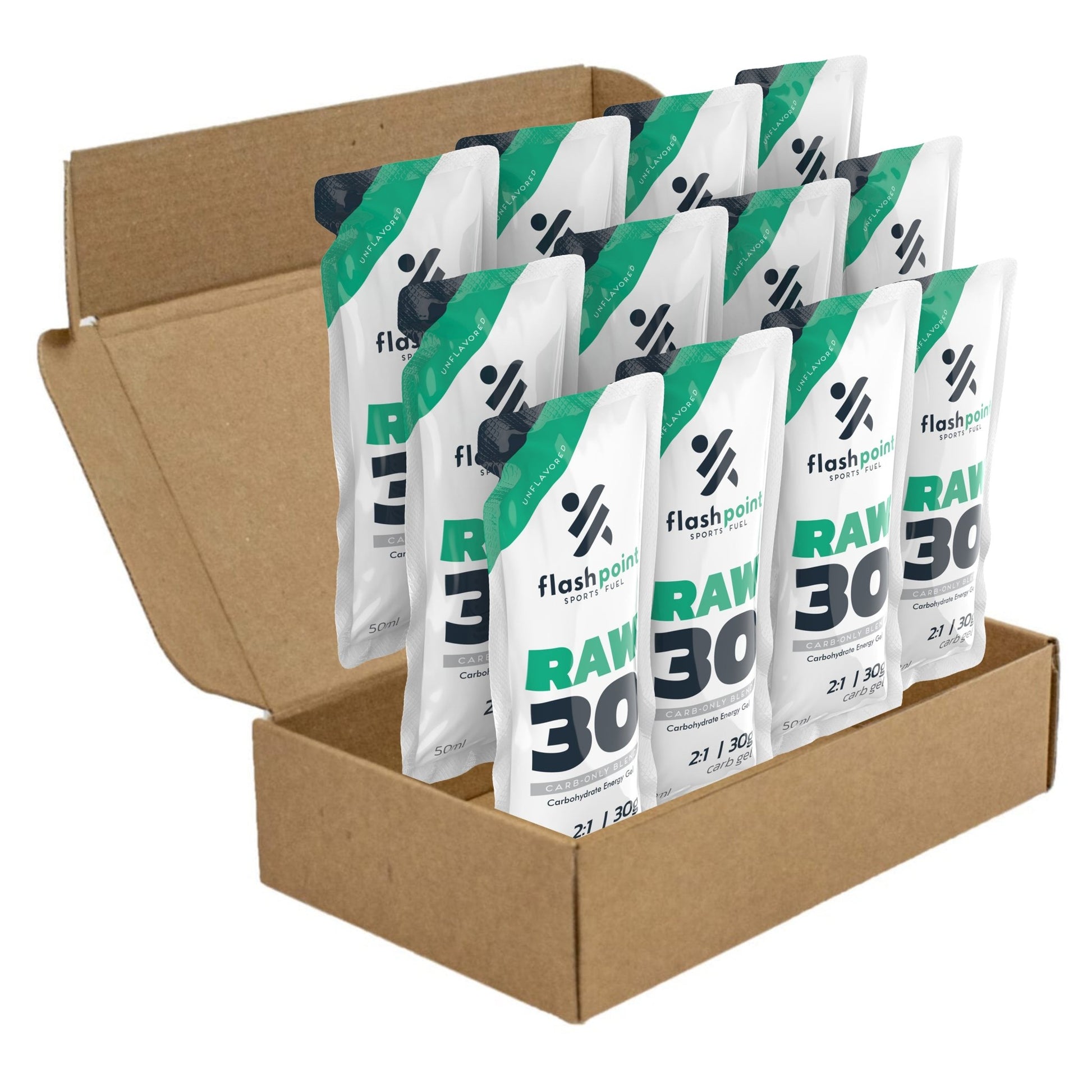 Raw 30 Energy Gel Unflavored, Box of 12